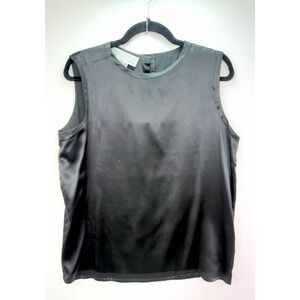 Vtg Starington 100% Silk Sleeveless Shell Blouse Black Women's Size 12 Hong Kong